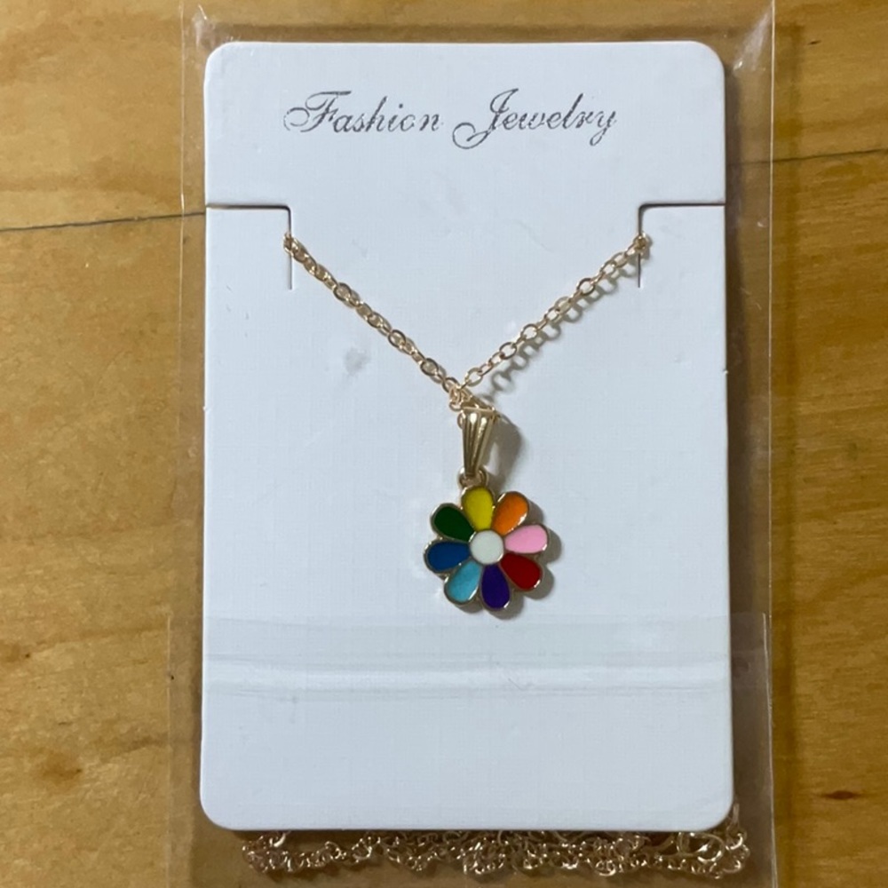 RAINBOW SUNFLOWER GOLD NECKLACE